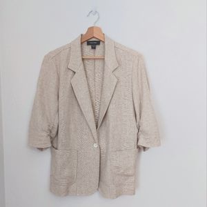 3/4 sleeve linen blend jacket
